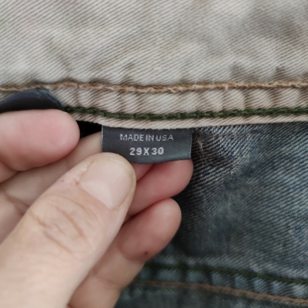 Armani Exchange Loose Straight Denim Jeans Stain Indigo Button Distress‎ 29 X30" - Picture 8 of 10